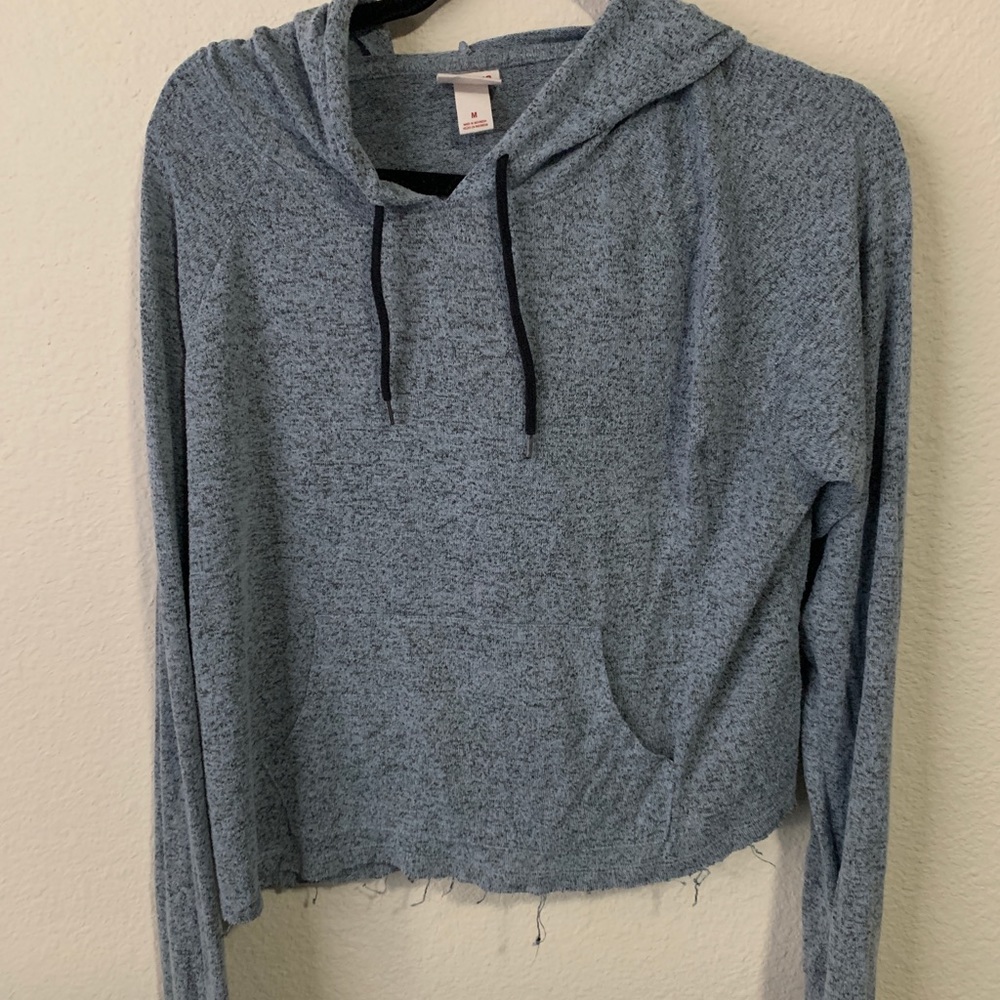 Blue distressed hoodie